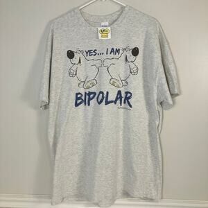 Vintage LaCroix Tees Yes I Am Bipolar Bears Dancing Graphic T Shirt Size XL NEW